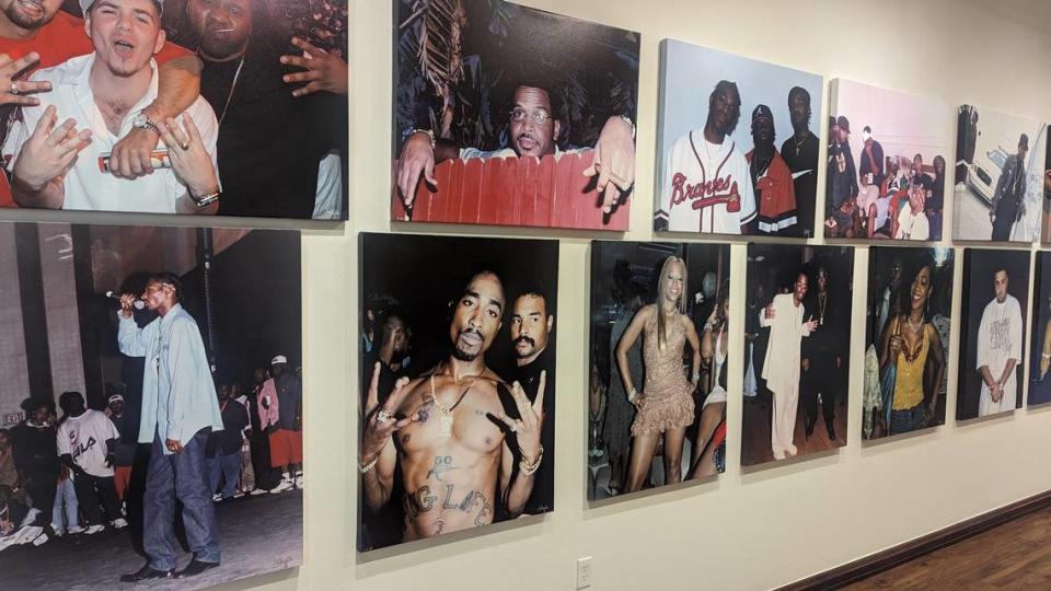 A collection of Jeffrey Lashley’s photos on canvas at the Miramar Cultural Center.