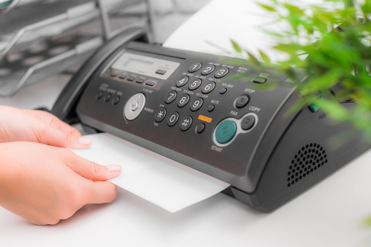 Fax machine in an office