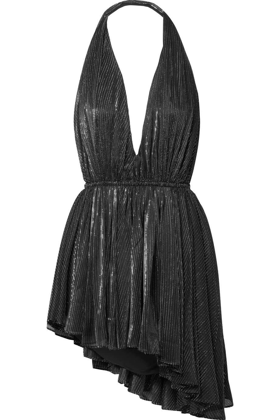 Shop the Look: Asymmetric Lamé Halter-Neck Minidress