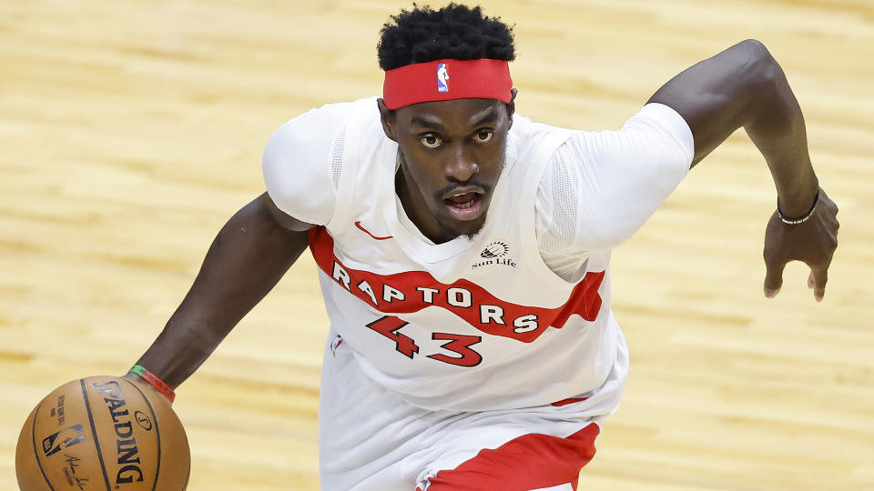 Pascal Siakam's name will be in the news a lot heading into Thursday's NBA Draft.  (Photo by Michael Reaves/Getty Images)