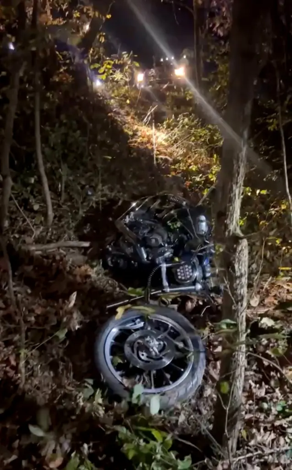 Friends were happy when they found Mr Boyle and his motorcycle lying in an embankment (Cameron Williams/Facebook)