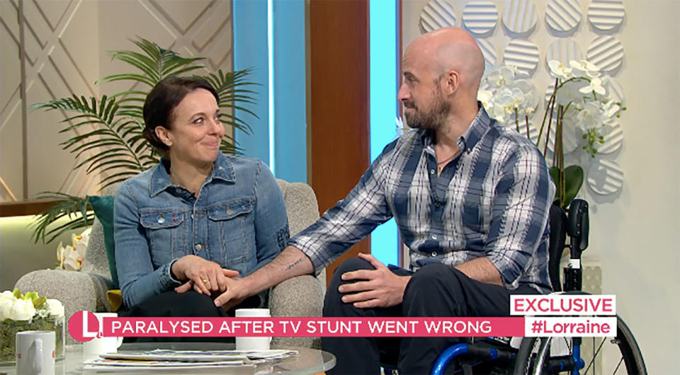 Amanda Abbington and stuntman Jonathan Goodwin appeared on Lorraine. (ITV)