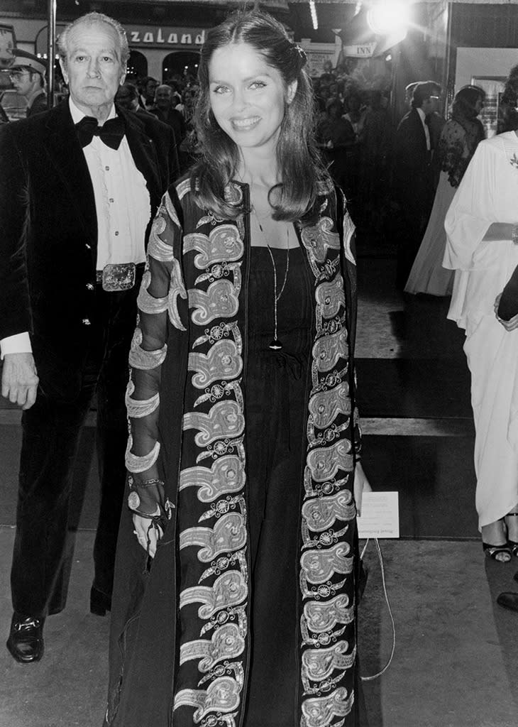 <p>The American actress Barbara Bach — who’d later marry Ringo Starr — played the beautiful KGB agent who teams up with Roger Moore’s Bond. Bach attended the London premiere on July 7, 1977. (Photo: Getty Images)</p>