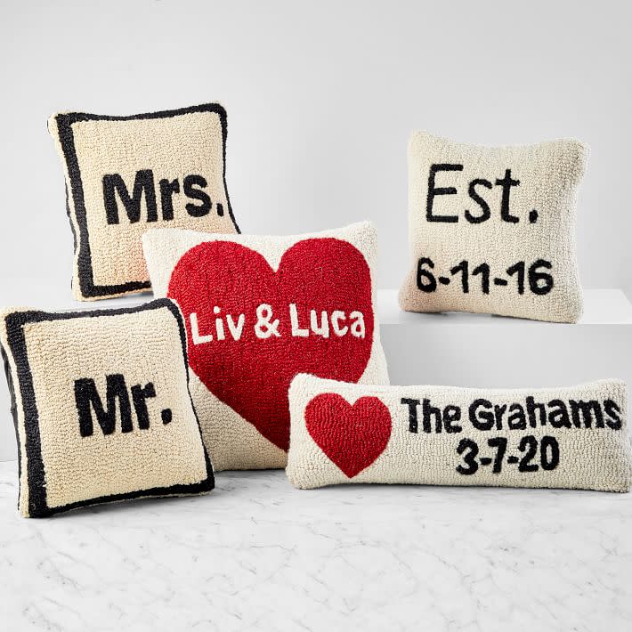 <p><a href="https://go.redirectingat.com?id=74968X1596630&url=https%3A%2F%2Fwww.markandgraham.com%2Fproducts%2Fpersonalized-handhooked-pillow-wedding&sref=https%3A%2F%2Fwww.housebeautiful.com%2Fshopping%2Fg1543%2Fpersonalized-gifts%2F" rel="nofollow noopener" target="_blank" data-ylk="slk:Shop Now;elm:context_link;itc:0;sec:content-canvas" class="link ">Shop Now</a></p><p>Hand Hooked Wedding Pillows</p><p>markandgraham.com</p><p>$44.99</p><span class="copyright">Mark & Graham</span>