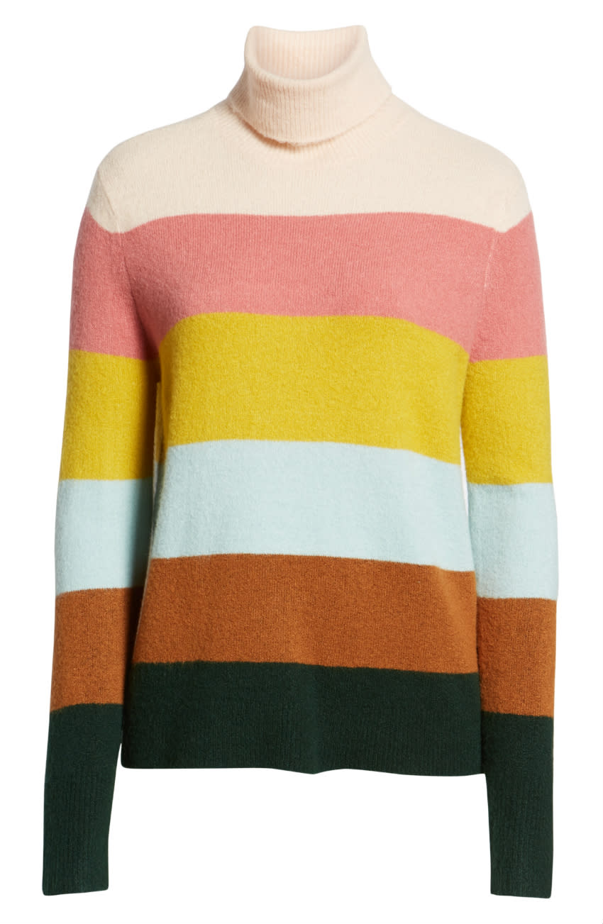 Halogen x Atlantic-Pacific Stripe Turteneck Sweater
