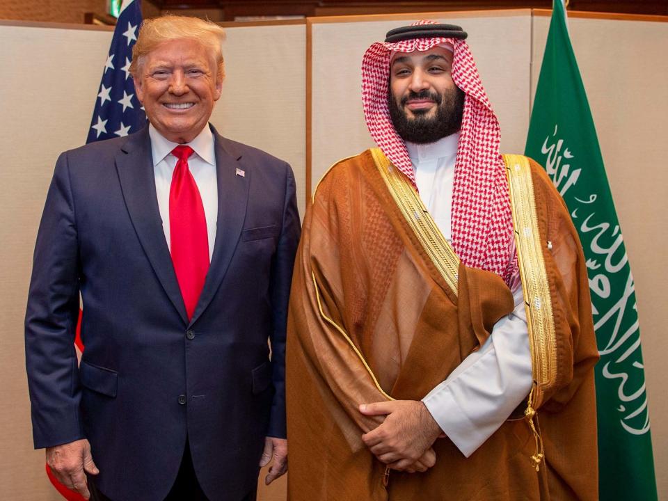 Donald Trump has defended his decision not to confront Saudi Arabia’s Mohammed bin Salman over the murder of Washington Post columnist Jamal Khashoggi.Mr Trump praised the Saudi crown prince as “a friend of mine” who was doing “a spectacular job” as they met on the side-lines of the G20 summit in Japan, but ignored reporters’ questions about his alleged role in the 2018 killing.The US president described the murder as “horrible”, but insisted that Saudi Arabia had been “a terrific ally” helping create jobs in the US during Saturday’s press conference.He also suggested he was satisfied with steps the country was taking to prosecute some of those involved, while claiming that “nobody so far has pointed directly a finger at the future king of Saudi Arabia.”US intelligence officials have concluded that the crown prince – known as MBS – must have at least known of the plot. A UN has called for an investigation into his alleged involvement in the killing at the Saudi consulate in Turkey last year.As the two sat down over breakfast on Saturday, Trump praised the prince, de facto ruler of the kingdom, for taking steps to open up the kingdom and extend freedoms to Saudi women.Mr Trump – who last week said it was smart to “take the money” when it came to Saudi Arabia – said a pledge to spend billions of dollars on US military equipment “means something to me”.A White House statement said Mr Trump and MBS discussed trade, security issues “and the importance of human rights issues”.> This G-20 family photo on front page of the Japan Times is kind of amazing. Wait for it. pic.twitter.com/6aEp37csSN> > — David Nakamura (@DavidNakamura) > > June 29, 2019Many leaders appeared to go out of their way to make sure MBS felt comfortable at the G20 summit. He beamed as he stood front and centre, sandwiched between Mr Trump and Japanese prime minister Shinzo Abe, for a group photo.Turkish president Recep Tayyip Erdogan offered a critical voice, however. He said that the prince must uncover the killers of Mr Khashoggi, adding that some aspects of the murder were still being hidden.Mr Erdogan said a 15-person team that arrived in Istanbul before the killing were responsible and he said there was “no point in looking for perpetrators elsewhere.” He also said the killers should be prosecuted in Turkey.Following a months-long inquiry, Agnes Callamard, the UN special rapporteur on extrajudicial, summary or arbitrary executions, recently said she had concluded that Mr Khashoggi was a victim of a “deliberate, premeditated execution, an extrajudicial killing for which the state of Saudi Arabia is responsible”.Saudi Arabia denies the 33-year-old crown prince had any knowledge of the killing.The kingdom has put on trial 11 suspects, some of whom worked directly for the prince. But his closest former adviser, Saud al-Qahtani, sanctioned by the US after the killing, is not among those on trial.Additional reporting by agencies