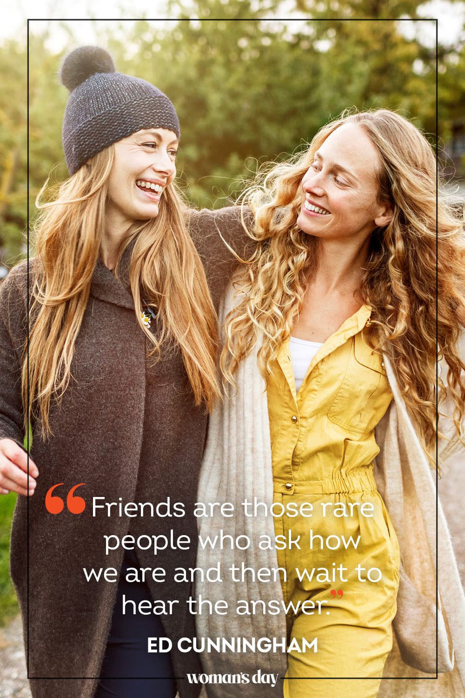 <p>"Friends are those rare people who ask how we are and then wait to hear the answer." </p>