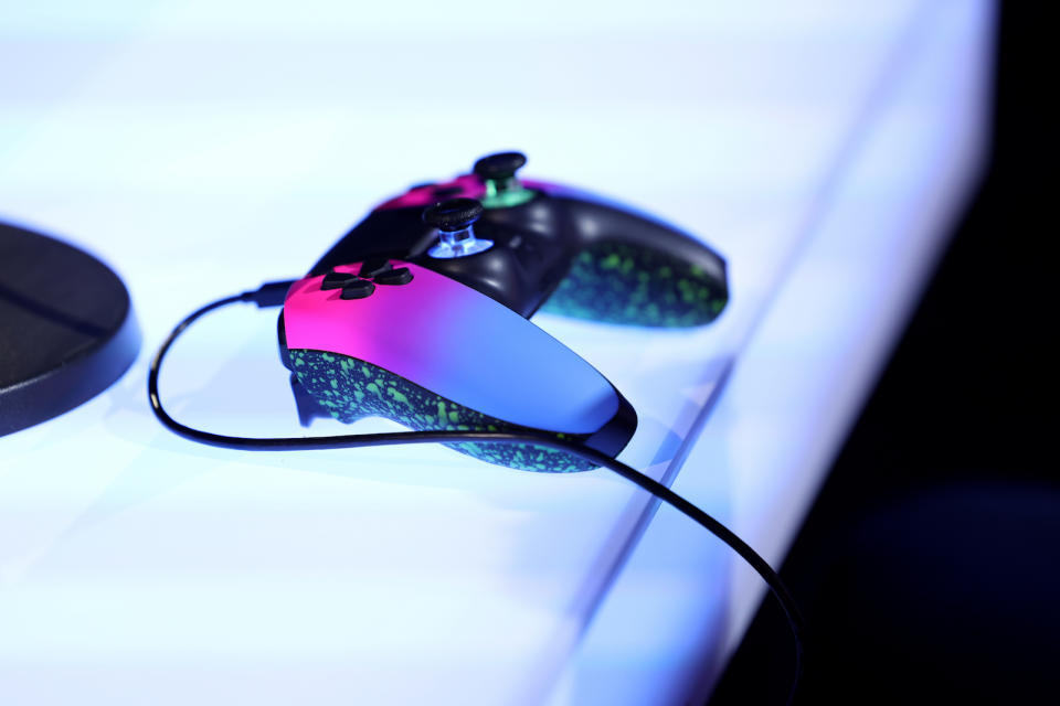 COPENHAGEN, DENMARK - JULY 14: A detailed view of the Playstation 5 DualSense Wireless Controller being used during the FIFAe World Cup 2022 Group Stage as part of the FIFAe Finals 2022 on July 14, 2022 in Copenhagen, Denmark. (Photo by Joosep Martinson - FIFA/FIFA via Getty Images)