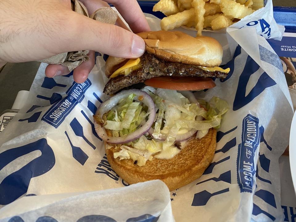 The inside of the hamburger at Culver's