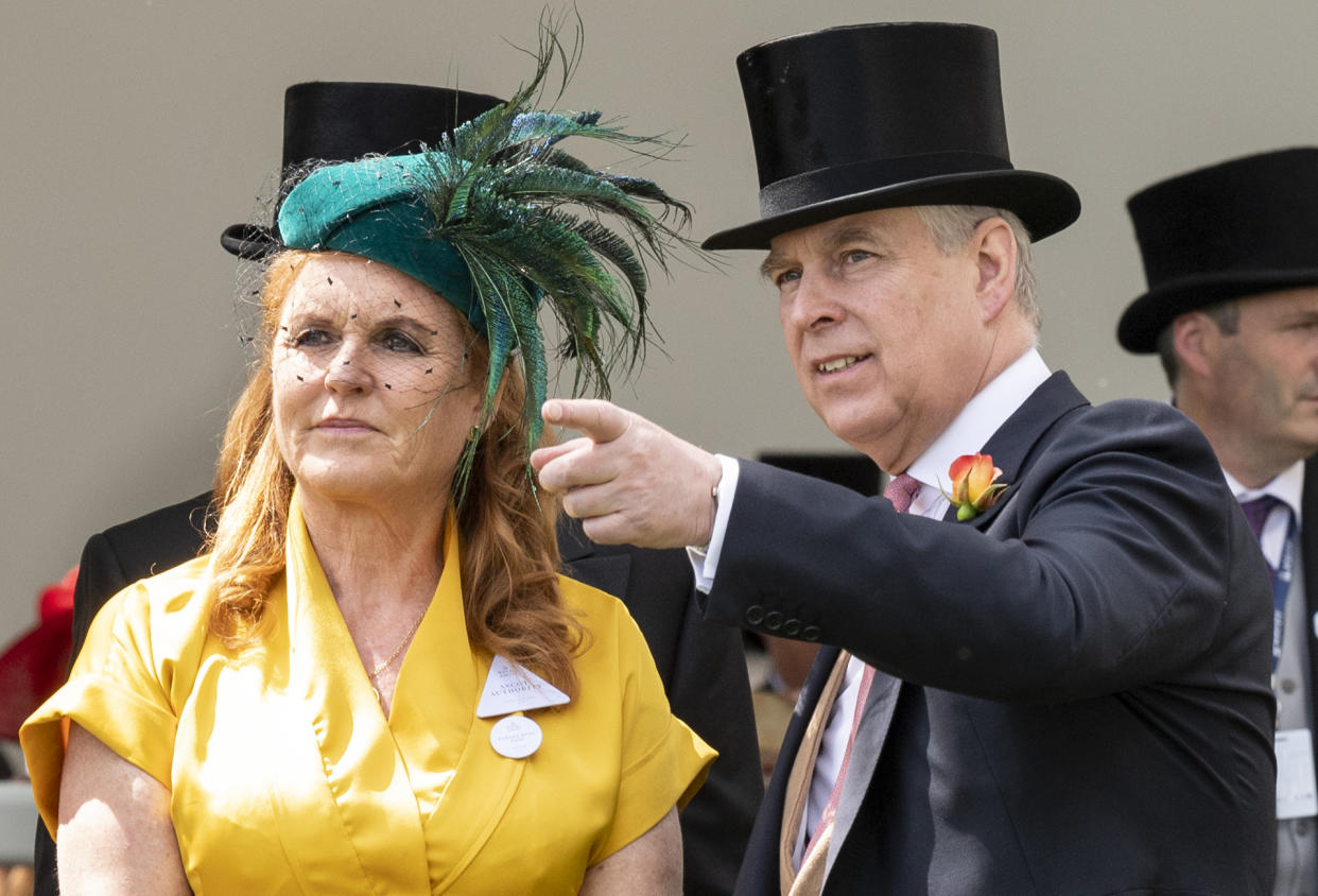 Prince Andrew and Sarah Ferguson at the Royal Ascot in 2019. (Getty)