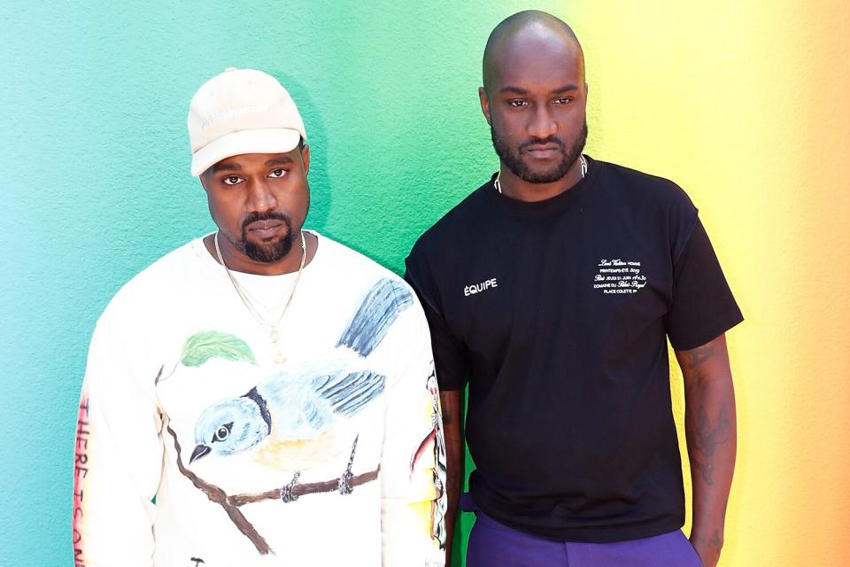 Kanye West and Stylist Virgil Abloh pose after the Louis Vuitton Menswear Spring/Summer 2019 show as part of Paris Fashion Week on June 21, 2018 in Paris, France.