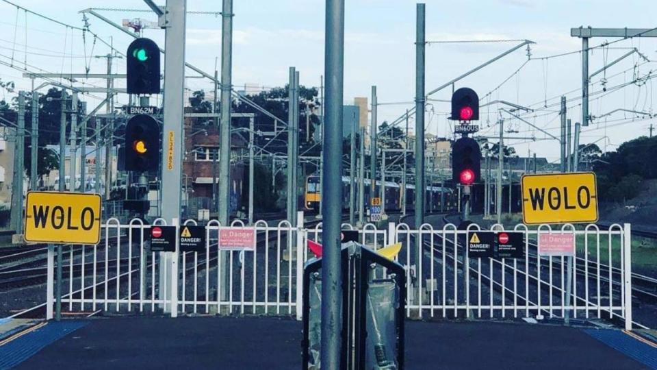 Assignment Freelance Picture The yellow WOLO signs are deployed during extreme heat conditions for\n Sydney trains. Picture: Supplied