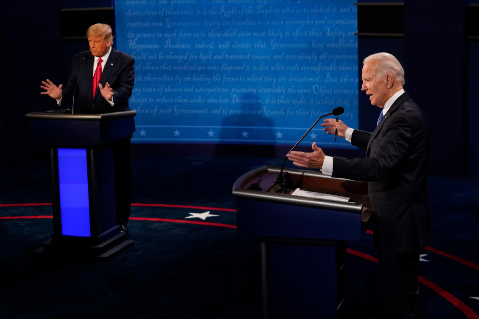 Trump and Biden during the second and final presidential debate in 2020.