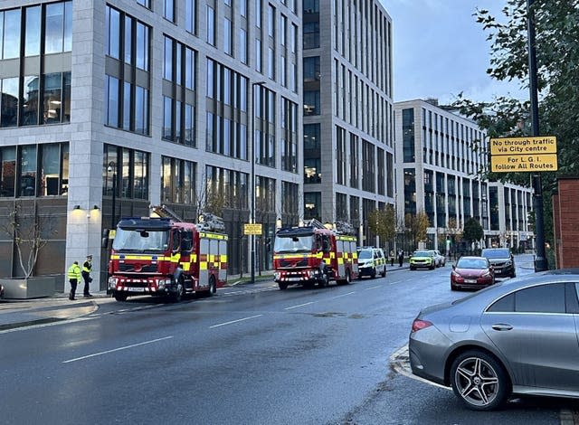 Police at the Leeds crane incident scene