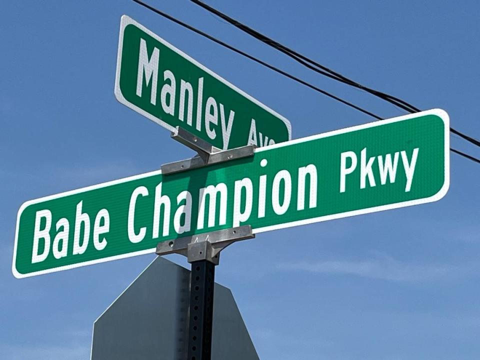 The newly named Babe Champion Parkway in Granite City runs along Rode Park, between Manley Avenue and Amos Court. The community held a dedication ceremony on Friday.