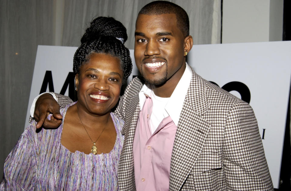 Recording artist Kanye West and his mother attend GQ Honors Bulgari & Men Who Make NY Look Great at Table 50 October 20, 2004 in New York City