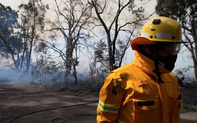 A home has been destroyed in an out of control fire near Lancefield in central Victoria. Photo: Twitter/Edgar’s Mission