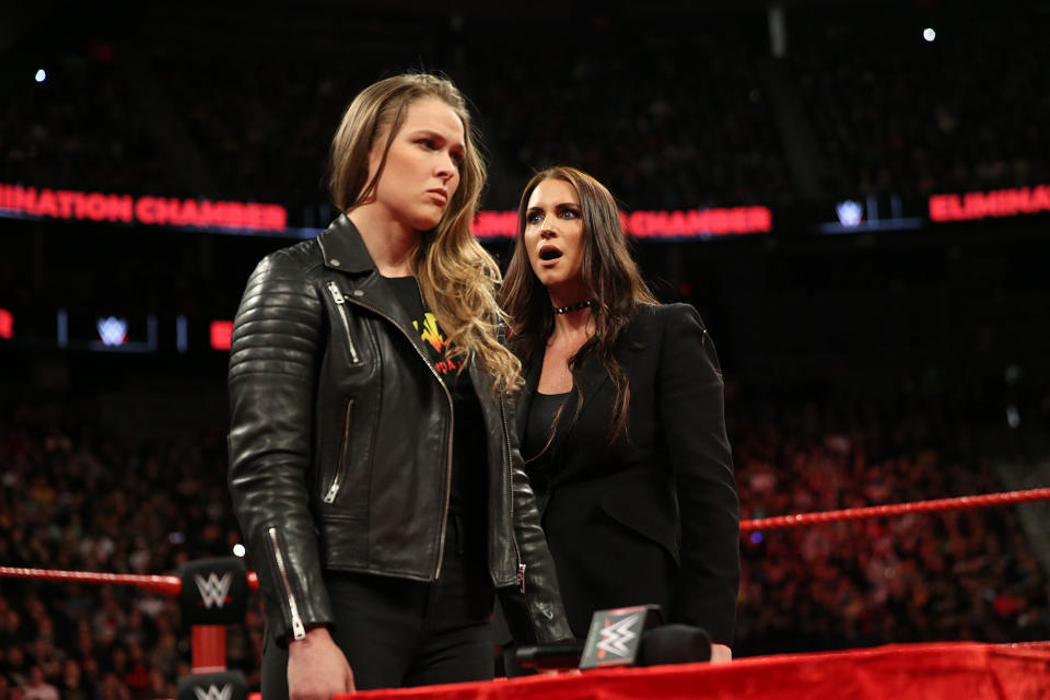 Stephanie McMahon has been involved in a storyline with WWE newcomer Ronda Rousey. (Courtesy WWE)