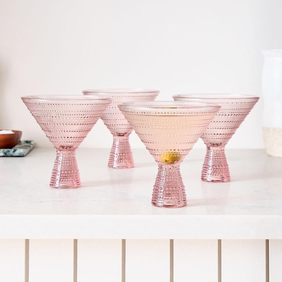 17) West Elm Jupiter Beaded Glass Martini Glasses (Set of 4)