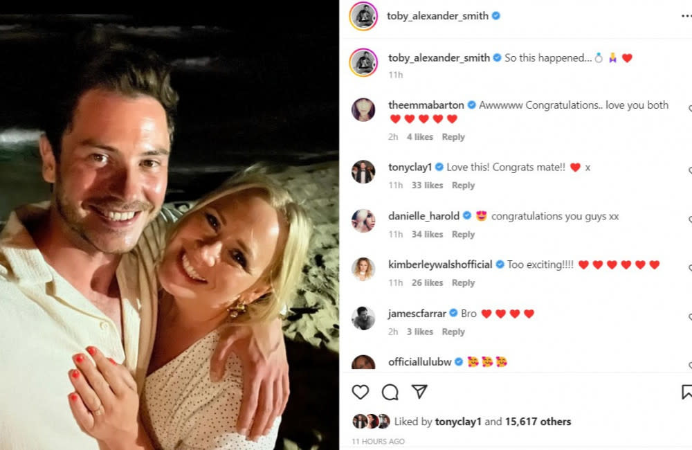 Amy Walsh and Toby-Alexander Smith engaged - Instagram credit:Bang Showbiz