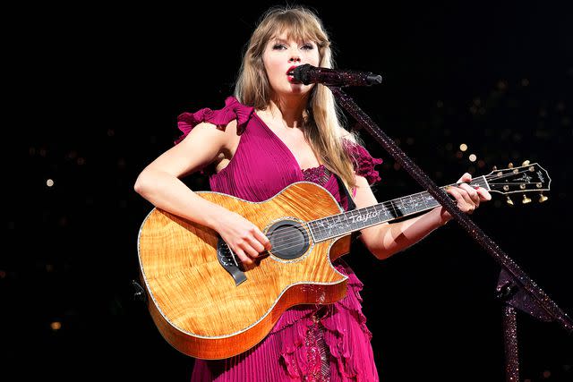 <p>Kevin Mazur/Getty</p> Taylor Swift at the Eras Tour