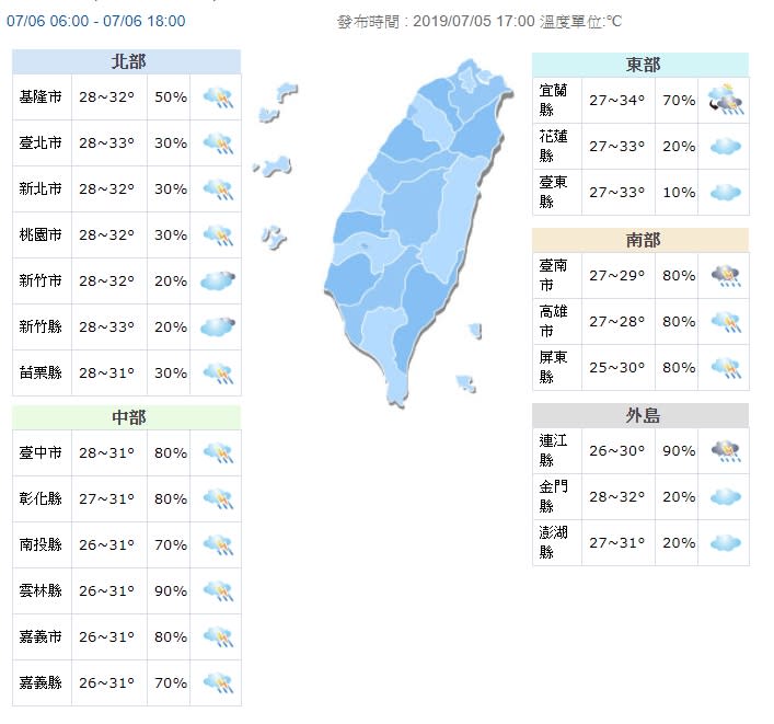 擷取自中央氣象局網站。 