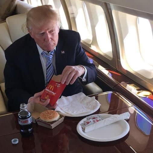 It's also been claimed that the President guzzles 12 cans of Diet Coke every day. Photo: Instagram