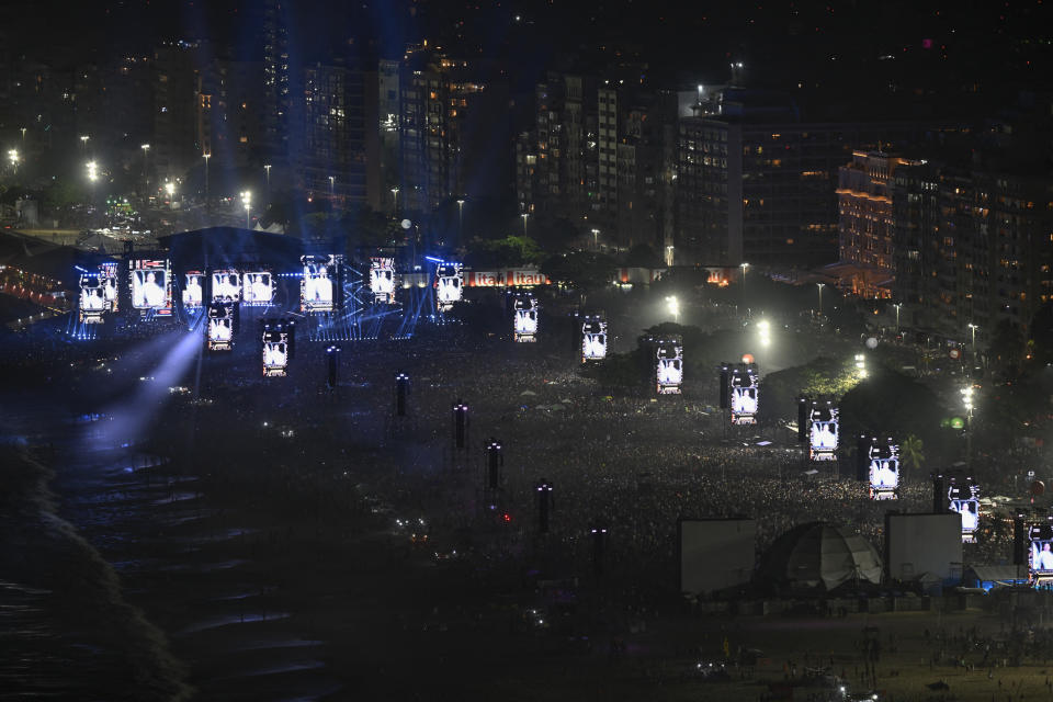 US pop star Madonna performs onstage during a free concert at Copacabana beach in Rio de Janeiro, Brazil, on May 4, 2024. . Madonna ended her "The Celebration Tour" with a performance attended by some 1.5 million enthusiastic fans. (Photo by MAURO PIMENTEL / AFP) (Photo by MAURO PIMENTEL/AFP via Getty Images)