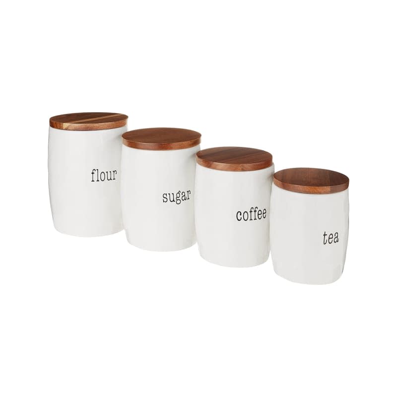4 Piece Canister Set with Wood Lids