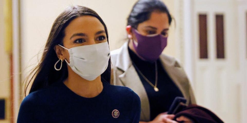 U.S. Rep. Alexandria Ocasio-Cortez (D-NY) walks through the U.S. Capitol