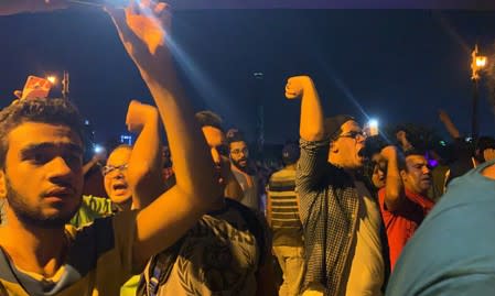 Small groups of protesters gather in central Cairo shouting anti-government slogans in Cairo