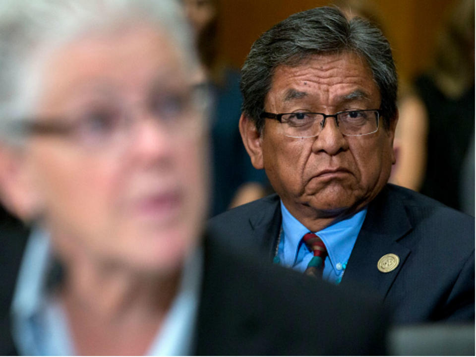 Navajo Nation president Russell Begaye - seen here in Washington, DC on Wednesday, Sept. 16, 2015 - reacted to Donald Trump's comment by referencing the "unfortunate historical legacy" of prejudice against Native Americans: Andrew Harrer/Bloomberg via Getty Images