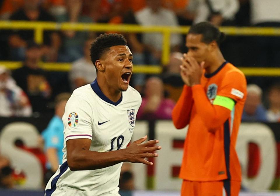 Watkins after he scored his 90th minute goal against the Netherlands (REUTERS)