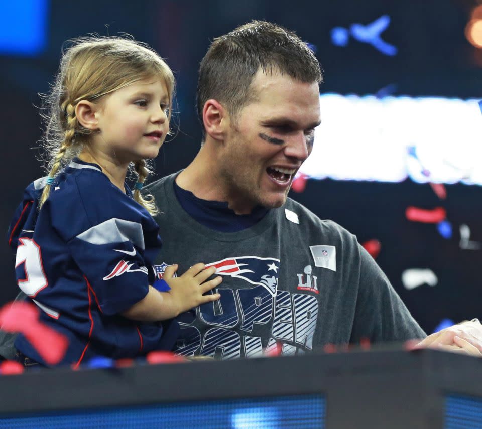 Tom Brady stuck up for his 5-year-old daughter Vivian after a radio show host called her “annoying.” Photo: Getty Images