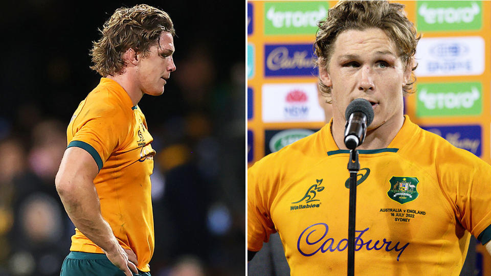 Wallabies captain Michael Hooper is flying home from Argentina after ruling himself out of both of Australia's Tests against the Pumas. Pic: Getty