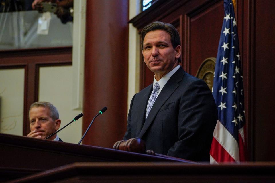 Florida Governor Ron DeSantis delivers the 