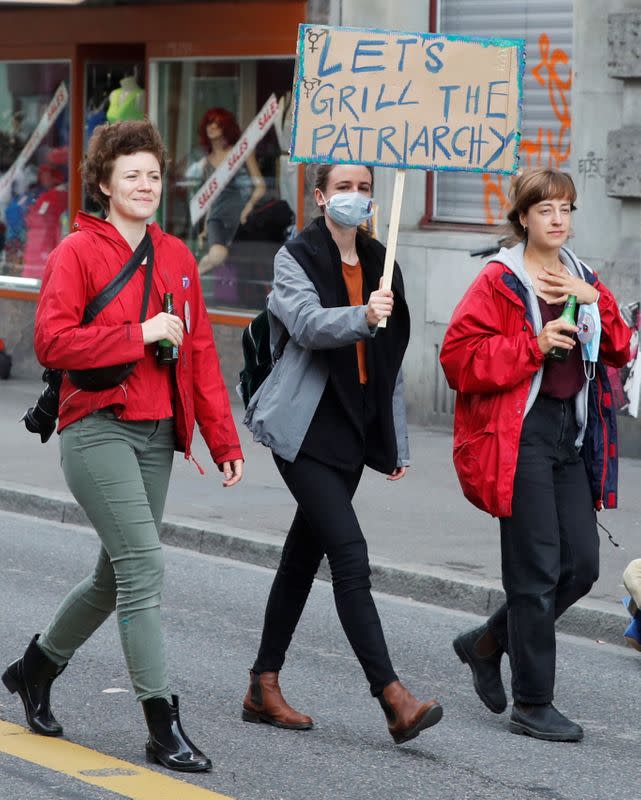 March to demand more equality and the end of violence against women in Zurich