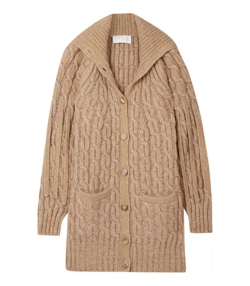 4) Woody Beige Cable-Knit Jacket