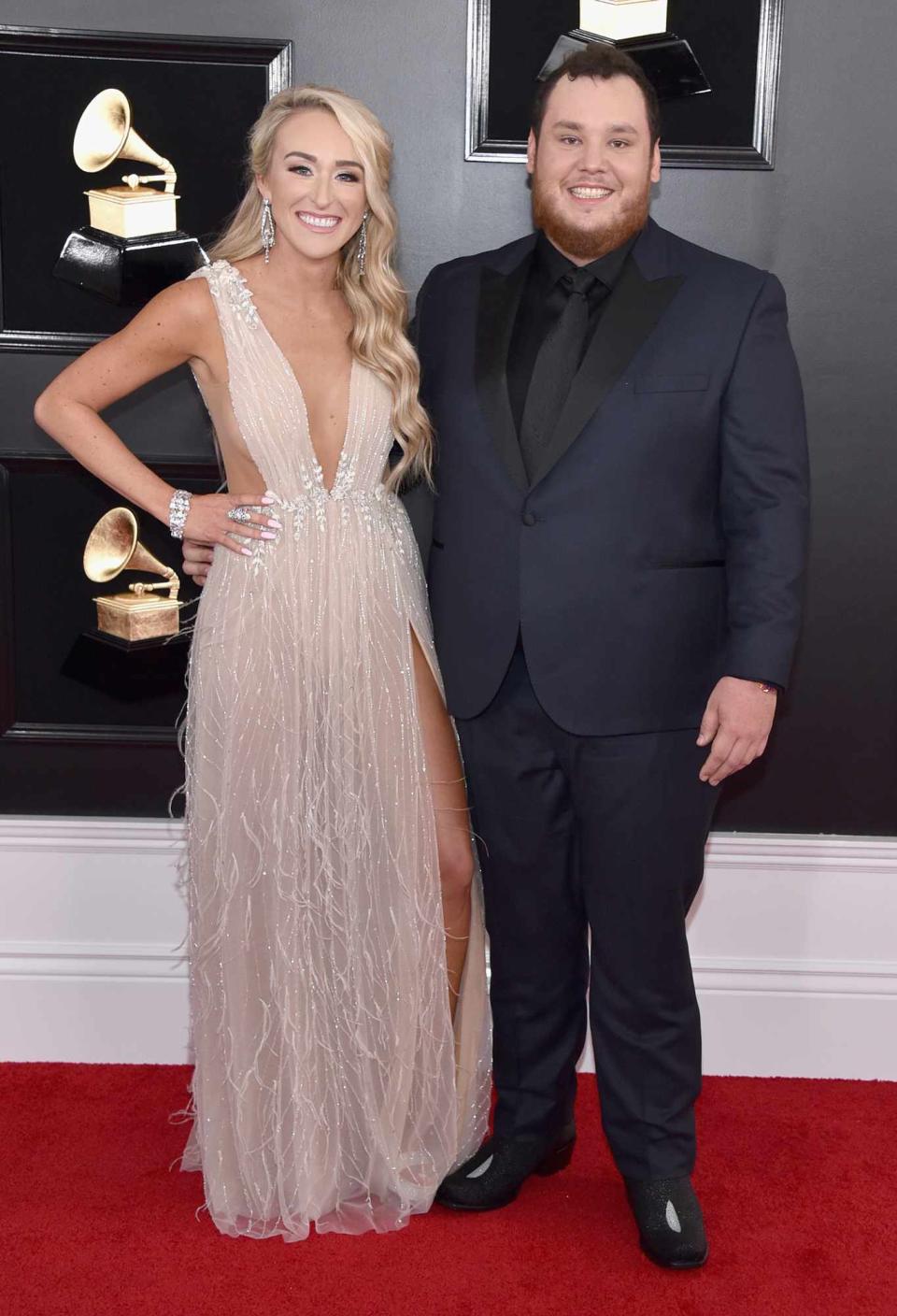 Nicole Hocking (L) and Luke Combs attend the 61st Annual GRAMMY Awards at Staples Center on February 10, 2019 in Los Angeles, California