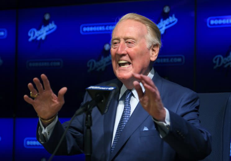 Vin Scully, the legendary Dodgers announcer, will voice the 