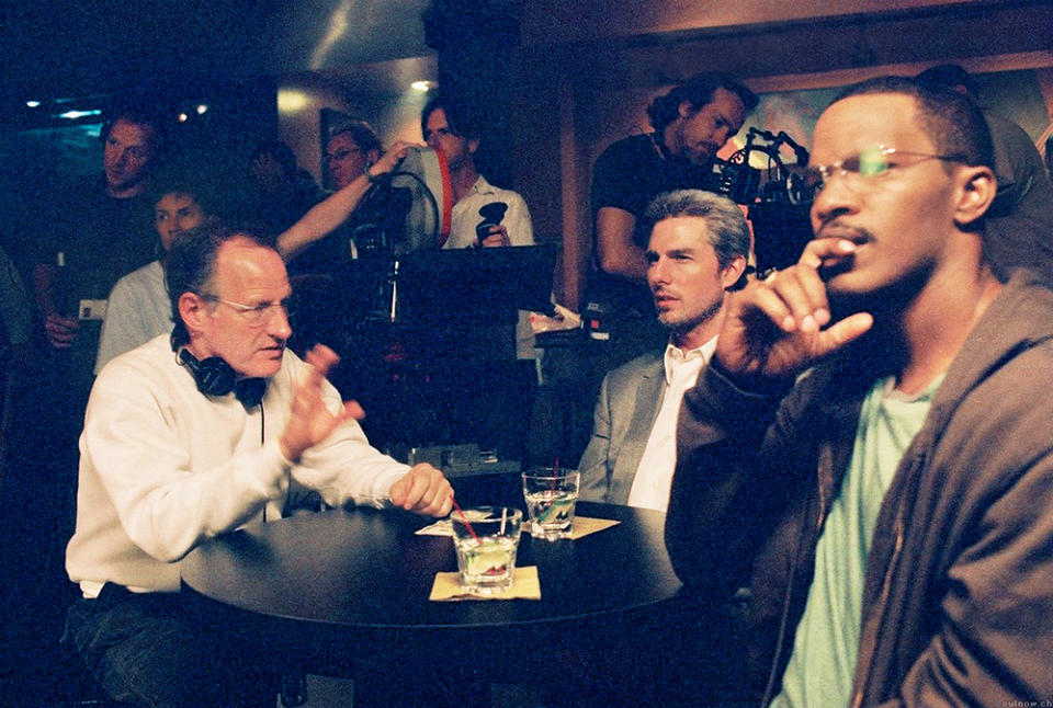 Director Michael Mann, Tom Cruise and Jamie Foxx in "Collateral"