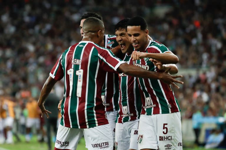 German Cano celebra el primer gol ante River, en un partido que Fluminense ganaría por 5 a 1