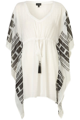 White Sheer Printed Kaftan Cover Up, $56, at Topshop