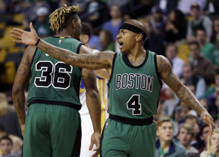 Celtics guard Isaiah Thomas said his team and its coaches quit on Friday. (AP)