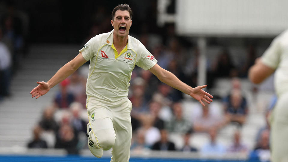 Seen here, Pat Cummins celebrates a wicket for Australia on day one of the fifth Ashes Test.