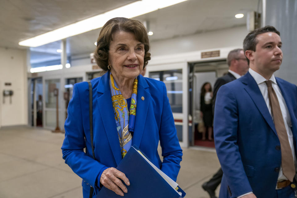 Sen. Dianne Feinstein (D-Calif.), the ranking member on the Judiciary Committee, said the committee should not move forward with Steven Menashi's nomination until he answers Democrats' questions about his potential role in the Ukraine scandal. (Photo: ASSOCIATED PRESS)