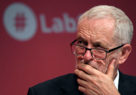 Britain's opposition Labour party leader Jeremy Corbyn listens to a speaker during the Labour party Conference in Brighton, Britain, September 24, 2017. REUTERS/Toby Melville