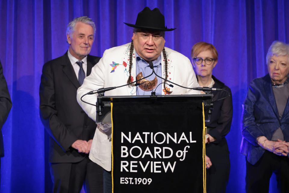 Yancey Red Corn accepts the Best Film award for "Killers of the Flower Moon" onstage on Jan. 11 during the National Board Of Review 2024 Awards Gala in New York City.