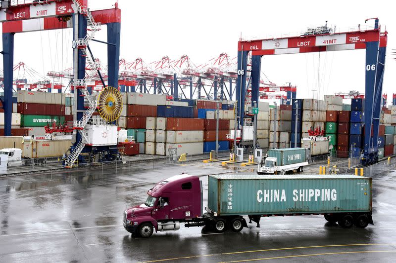 FILE PHOTO: Containers are seen at the port in San Pedro, California