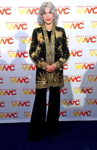 <p>John Lamparski/Getty Images</p> Jane Fonda attends the WMC Women's Media Awards in New York City.